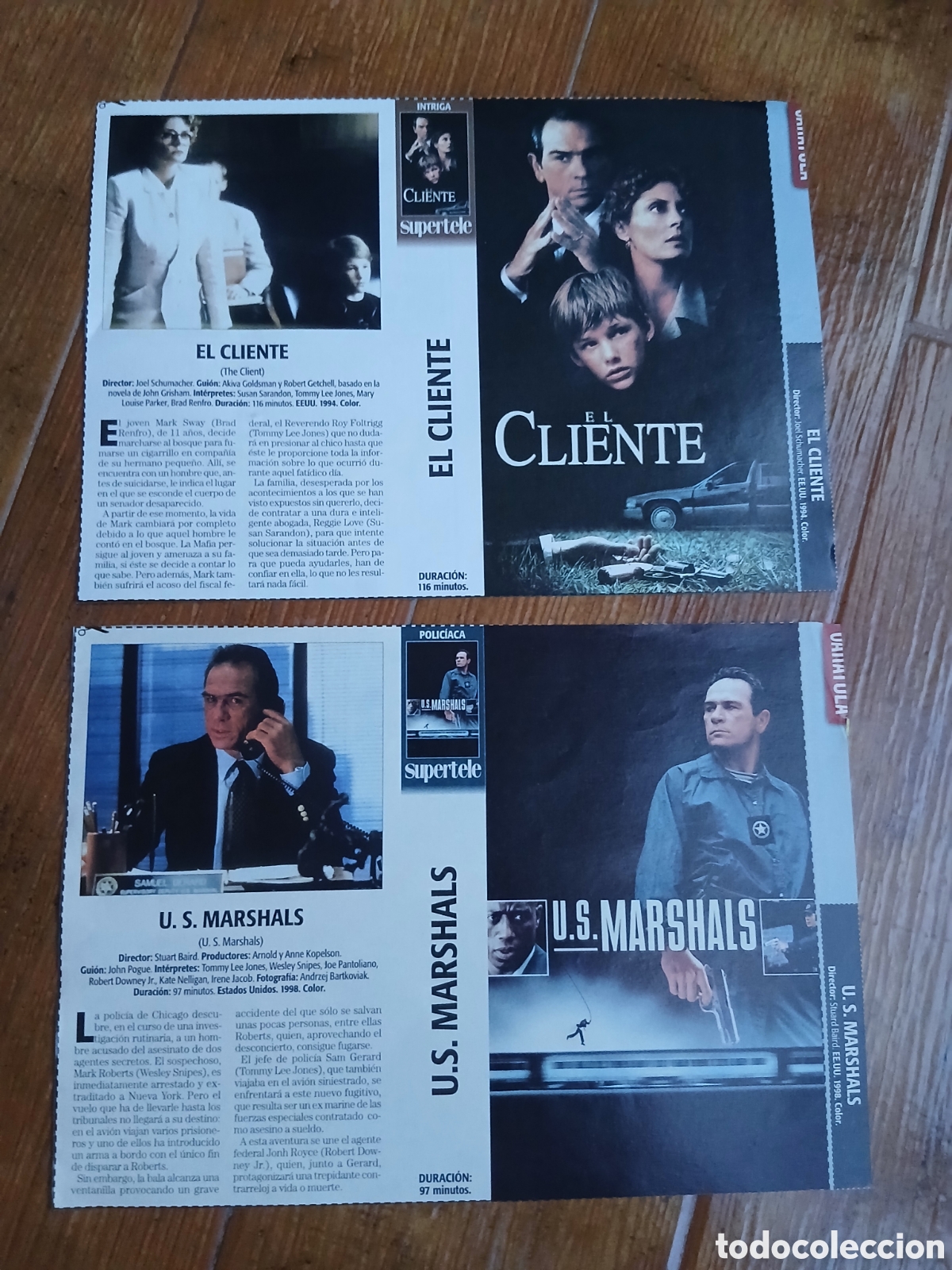 Cinema: 2 Car&aacute;tulas pel&iacute;culas VHS Tommy Lee Jones (Supertele) A&ntilde;os 90