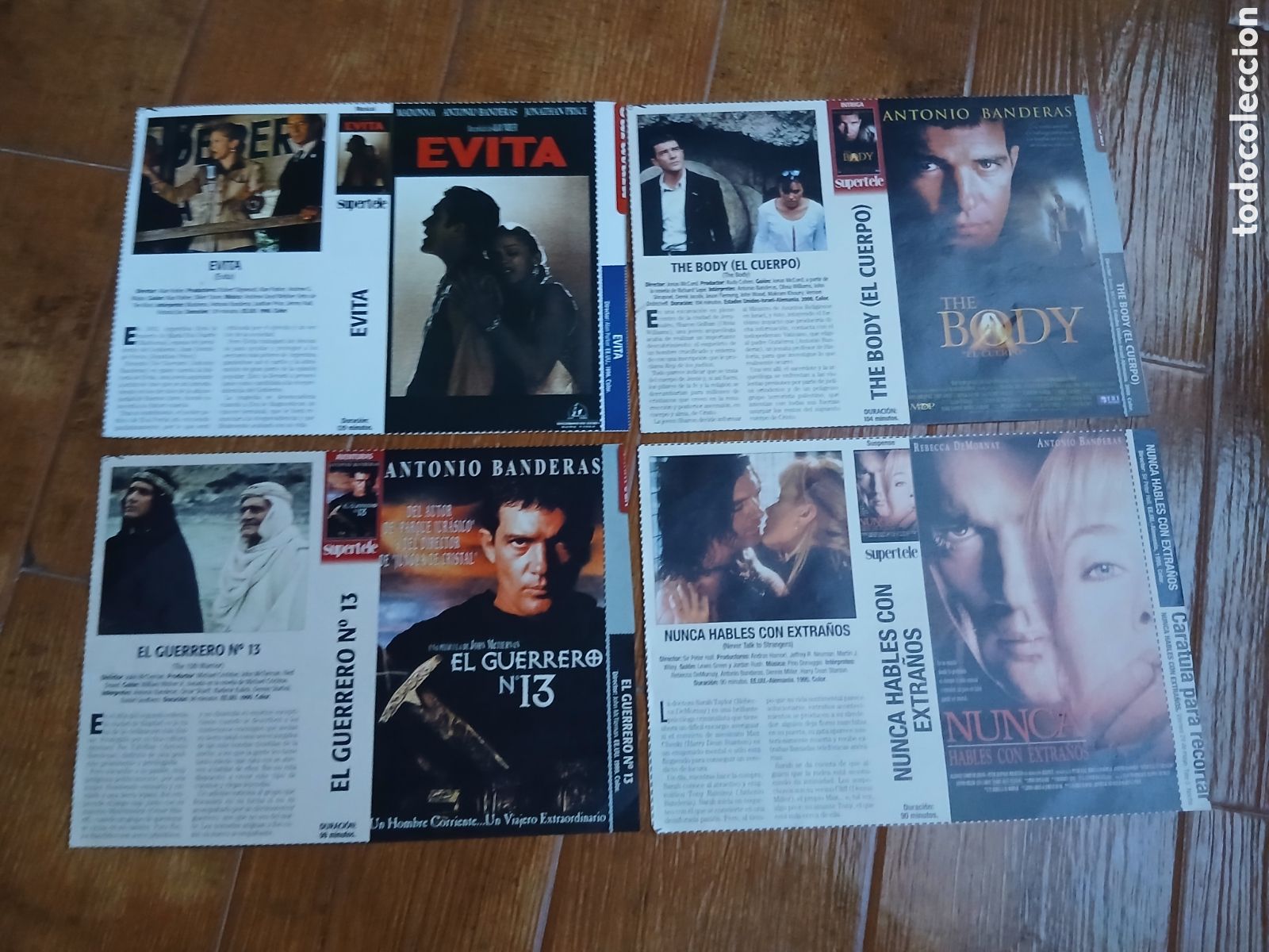 Cinema: 4 Car&aacute;tulas pel&iacute;culas VHS Antonio Banderas (Supertele) A&ntilde;os 90
