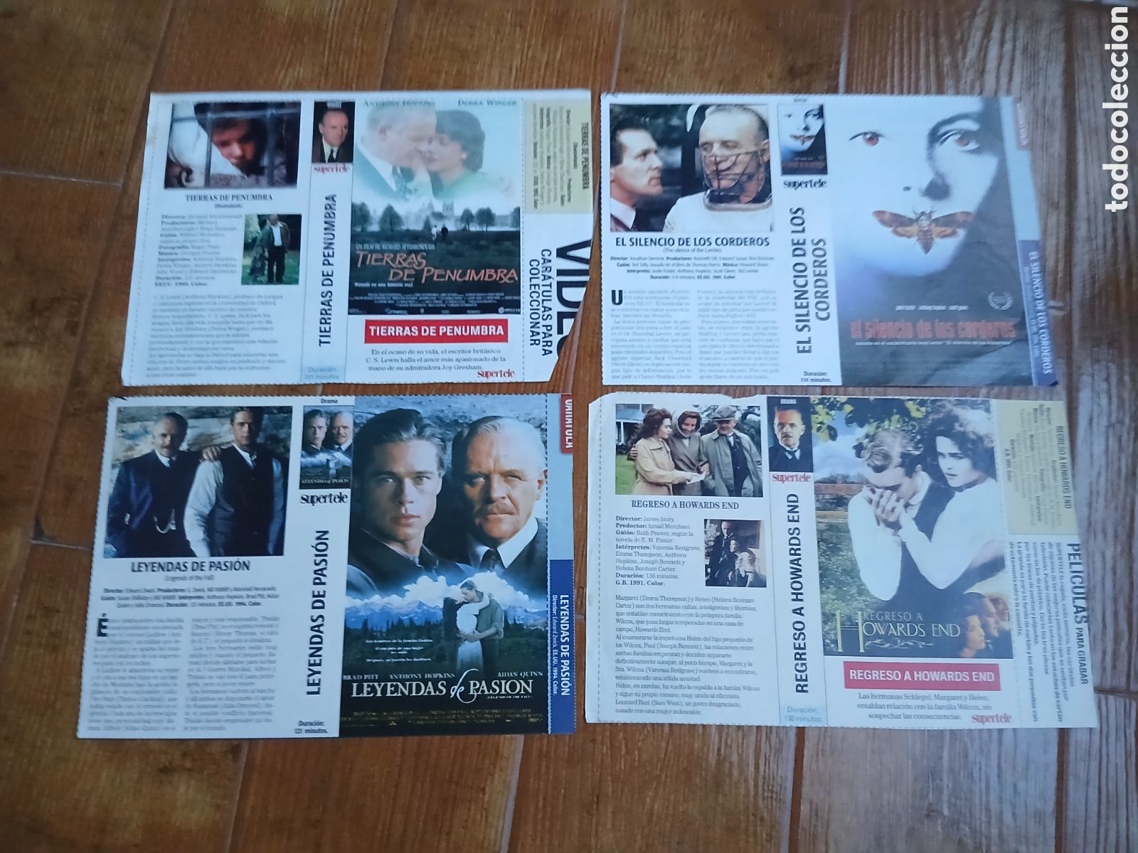 Cinema: 4 Car&aacute;tulas pel&iacute;culas VHS Anthony Hopkins (Supertele) A&ntilde;os 90