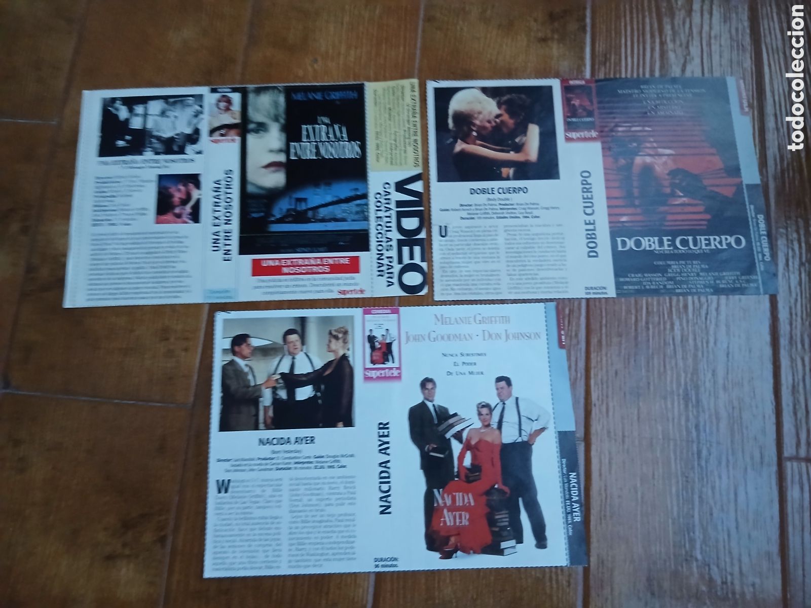 Cinema: 3 Car&aacute;tulas pel&iacute;culas VHS Melanie Griffith (Supertele) A&ntilde;os 90