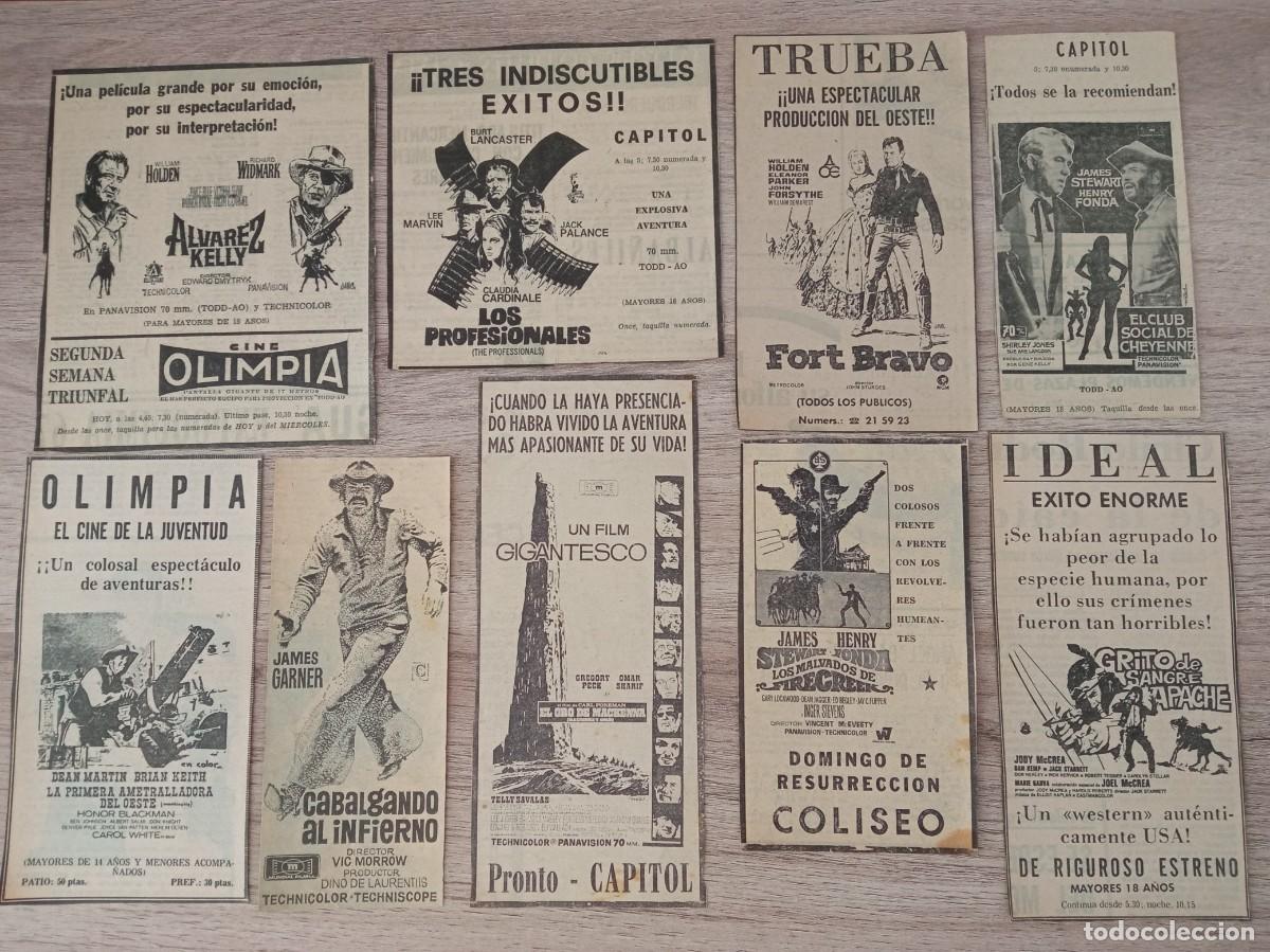 Cine: OESTE AMERICANO, 9 RECORTES DE PERIODICOS ANTIGUOS DE ANUNCIOS DE ESTE G&Eacute;NERO CINEMATOGRAFICO