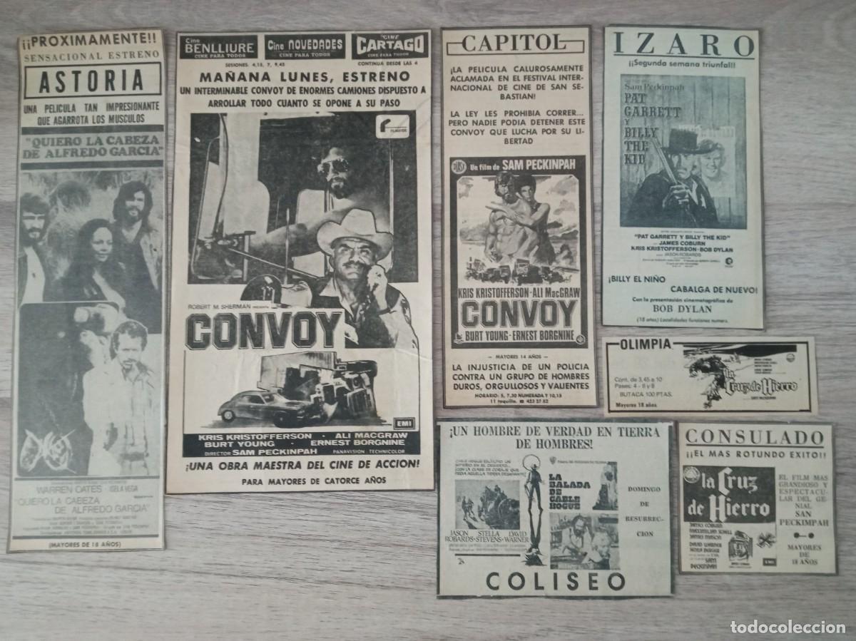 Cine: SAM PECKINPAH, 7 RECORTES DE PERIODICOS ANTIGUOS DE ANUNCIOS DE PELIS DE ESTE DIRECTOR