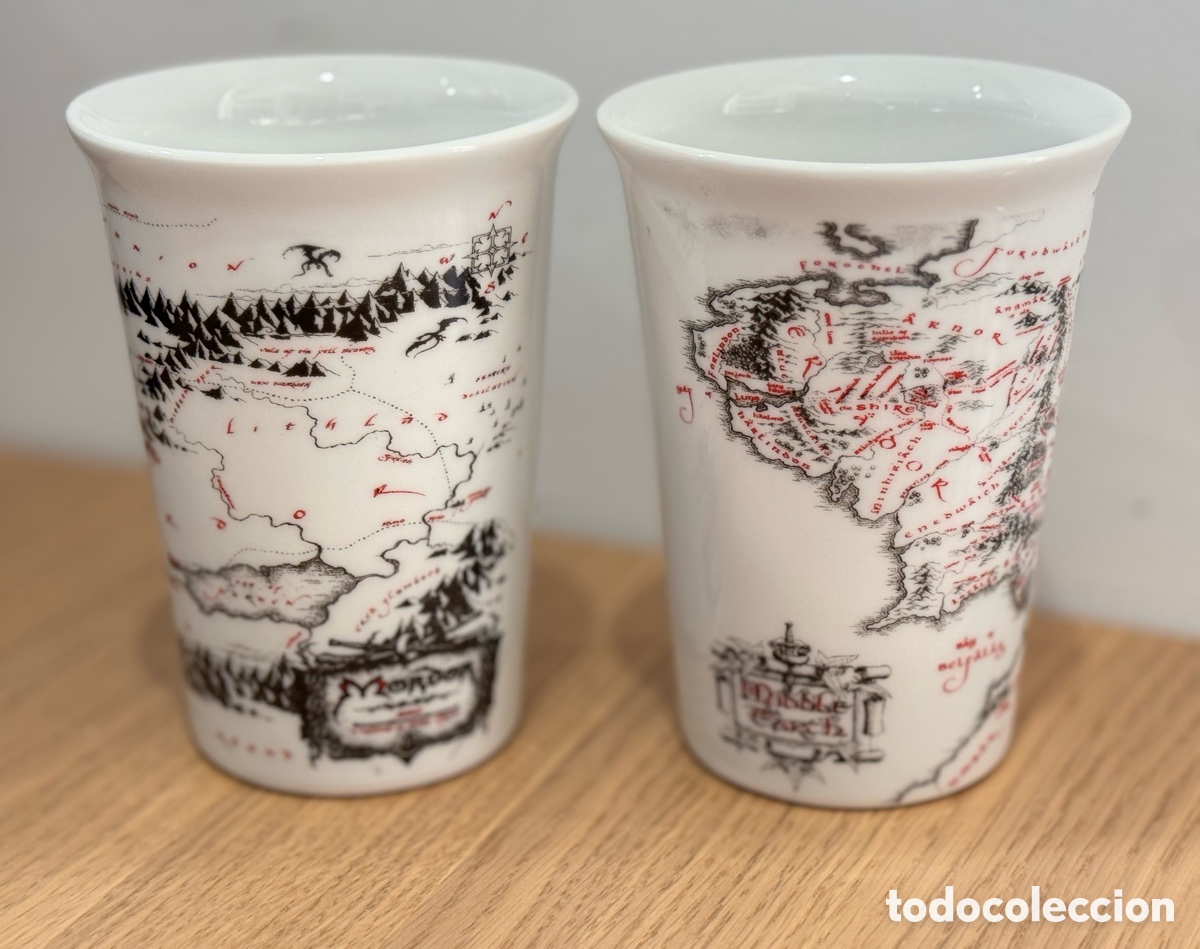 Cine: pack 2 vasos de ceramica el se&ntilde;or de los anillos Mapa Mordor y Mapa Tierra Media