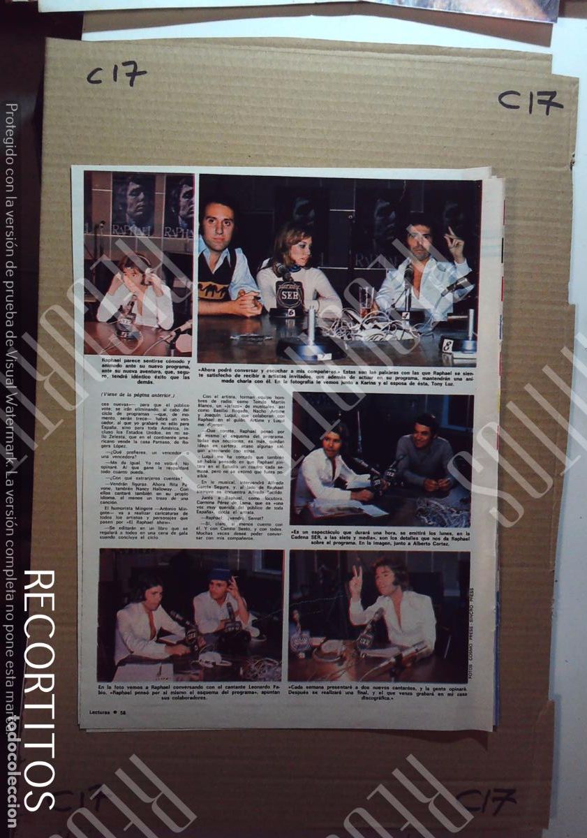 Cine: raphael show de radio karina tony luz alberto cortez
