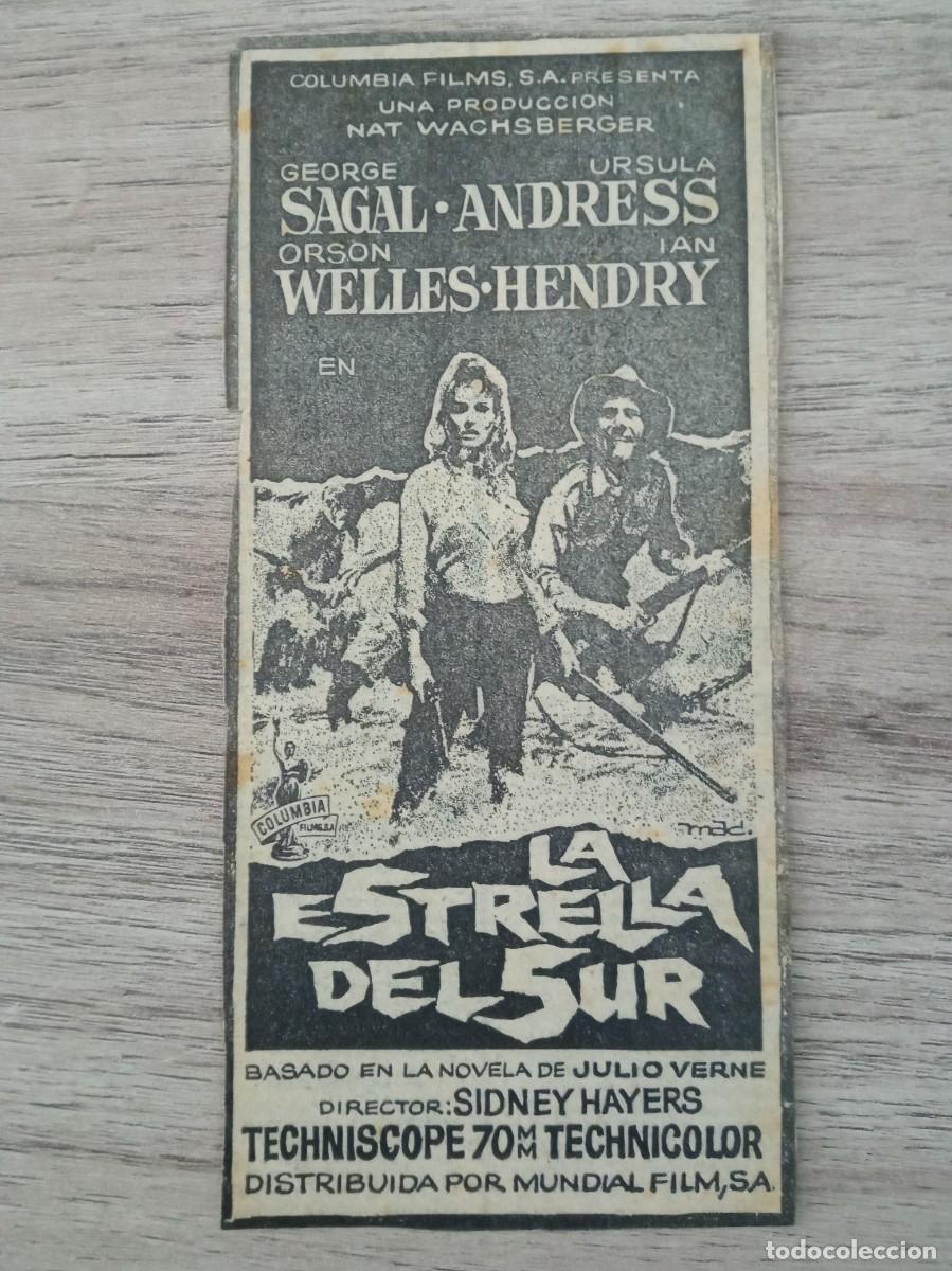 Cine: LA ESTRELLA DEL SUR, URSULA ANDRESS, RECORTE DE PERIODICO ANTIGUO