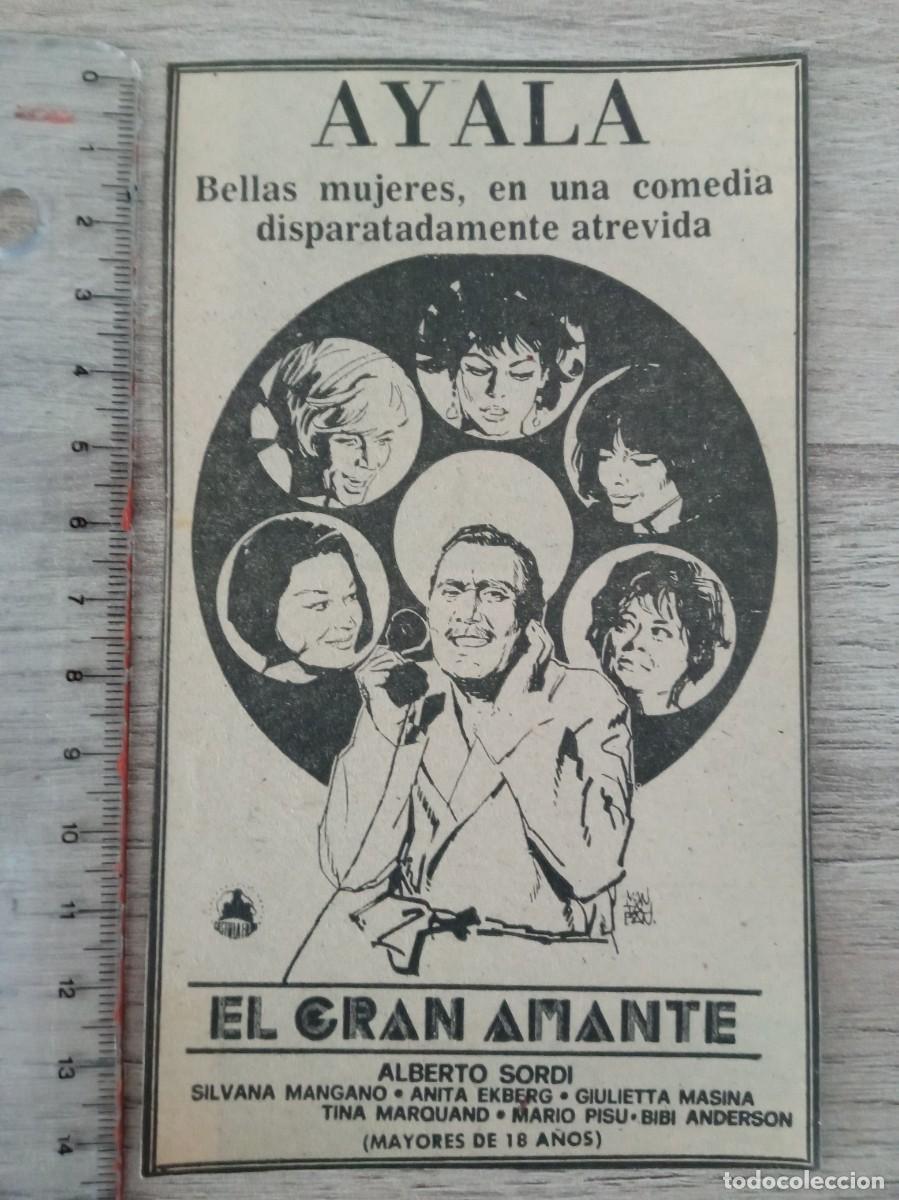 Cine: EL GRAN AMANTE, ANITA EKBERG, SILVANA MANGANO, RECORTE DE PERIODICO DEL ANUNCIO DELA PELI EN BILBAO