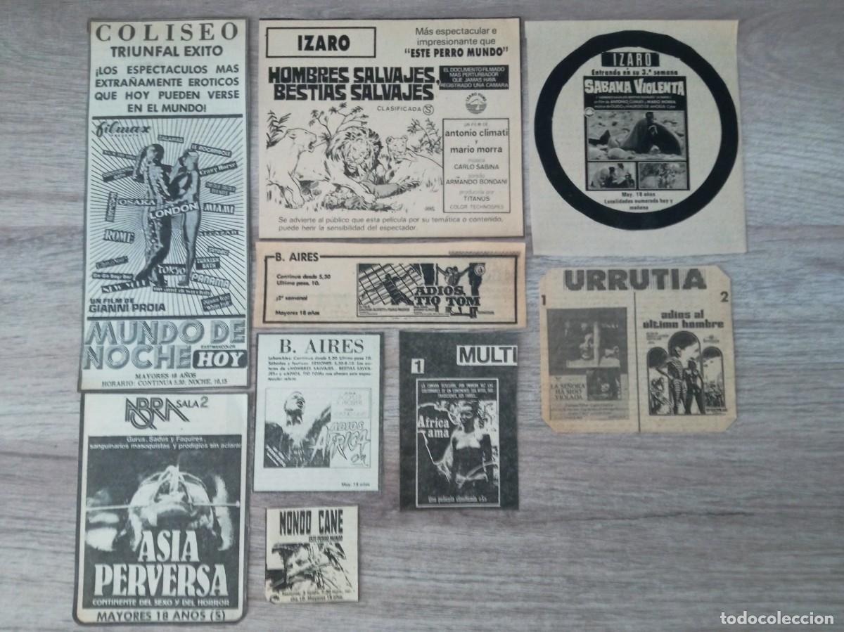 Cine: CINE MONDO , 9 RECORTES DE PERIODICO DE ANUNCIOS DE ESTE SUBGENERO CINEMATOGRAFICO