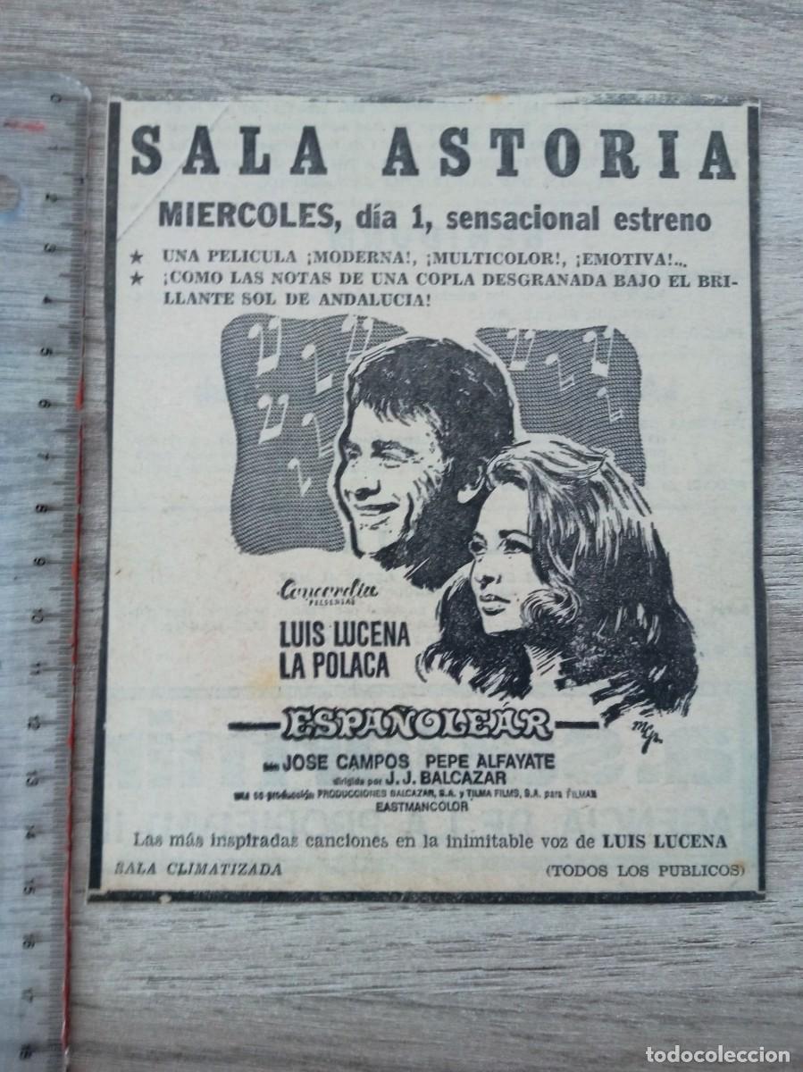 Cine: ESPA&Ntilde;OLEAR, LUIS LUCENA, LA POLACA, RECORTE DE PERIODICO ANTIGUO DEL ANUNCIO DEL CINE ASTORIA BILBAO
