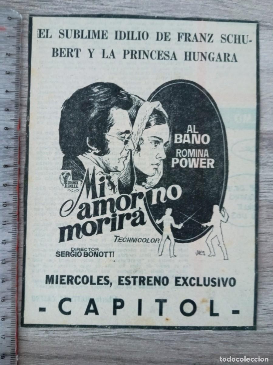 Cine: MI AMOR NO MORIR&Aacute;, AL BANO, ROMINA POWER, RECORTE DE PERIODICO DEL ANUNCIO EN EL CINE CAPITOL BILBAO