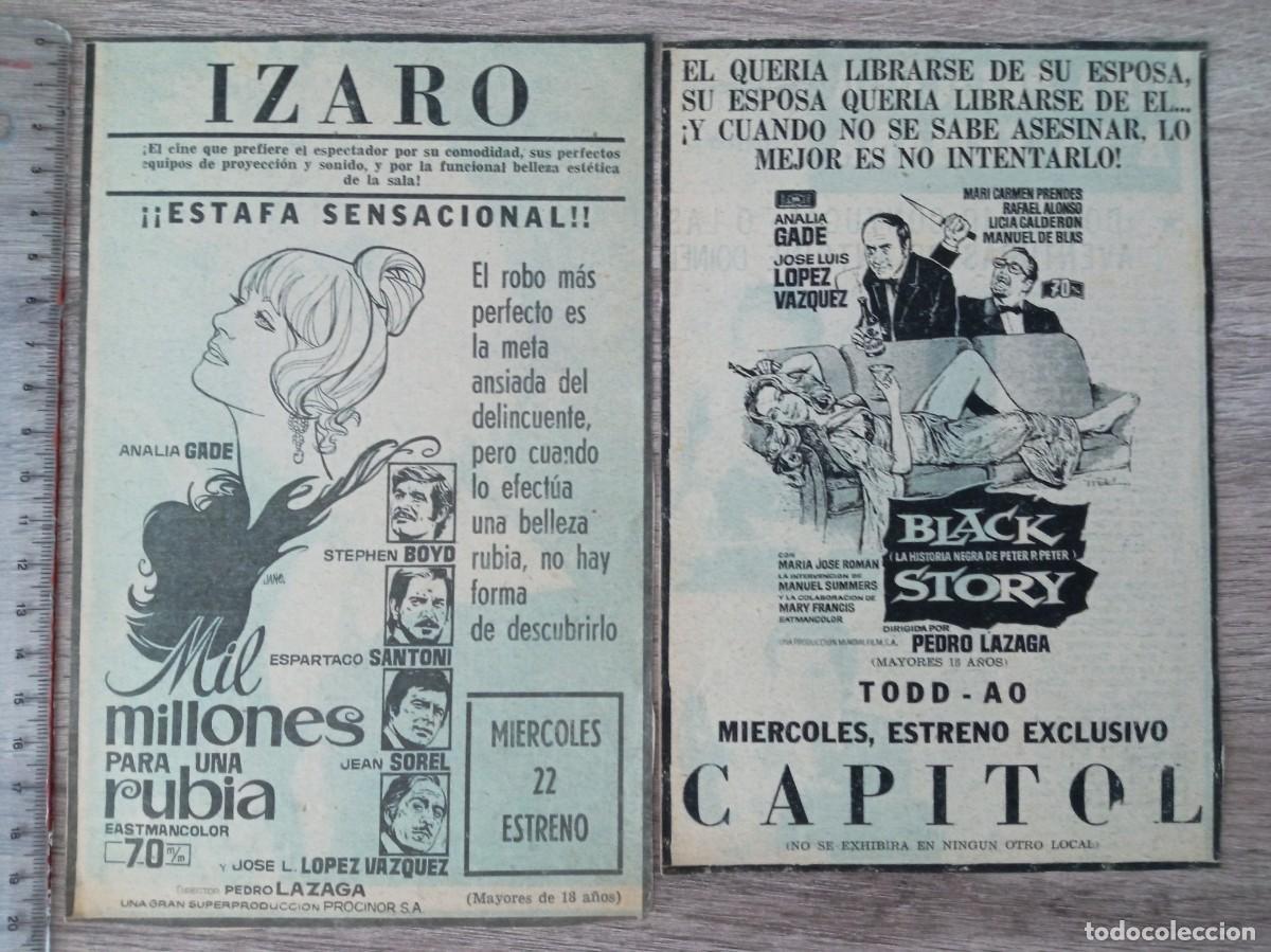 Cine: MIL MILLONES PARA UNA RUBIA Y BLACK STORY, ANALIA GADE, JOSE LUIS LOPEZ VAZQUEZ, PEDRO LAZAGA