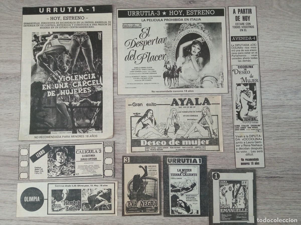 Cine: LAURA GEMSER, 9 RECORTES DE PERIODICOS ANTIGUOS DE ANUNCIOS DE SUS PELICULAS