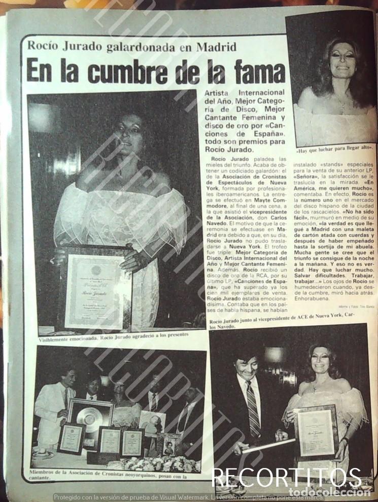 Cine: rocio jurado galardonada en madrid por los cronistas neoyorkinos