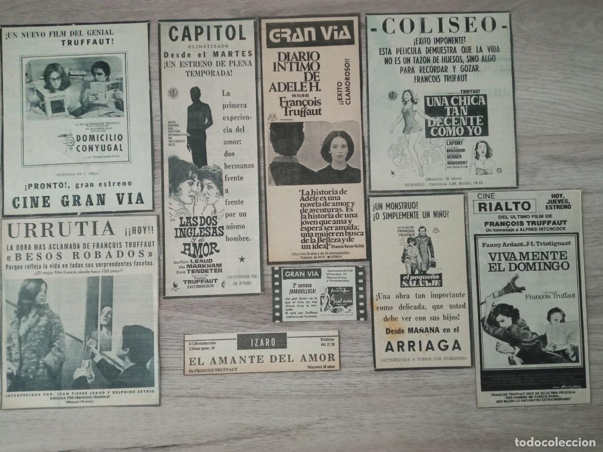 Cine: FRAN&Ccedil;OIS TRUFFAUT, 9 RECORTES DE PERIODICOS ANTIGUOS DE ANUNCIOS DE SUS PELICULAS