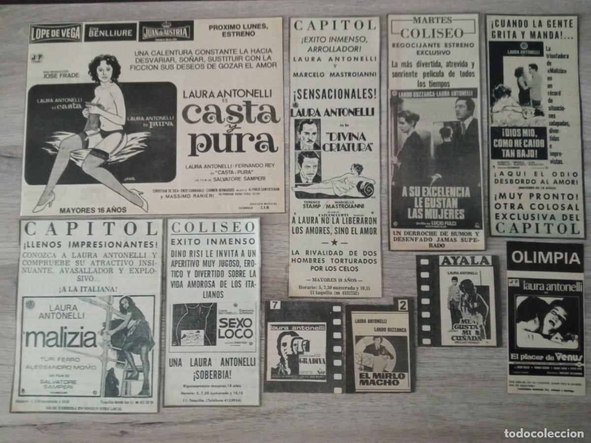 Cine: LAURA ANTONELLI, 10 RECORTES DE PERIODICOS ANTIGUOS DE ANUNCIOS DE SUS PELICULAS
