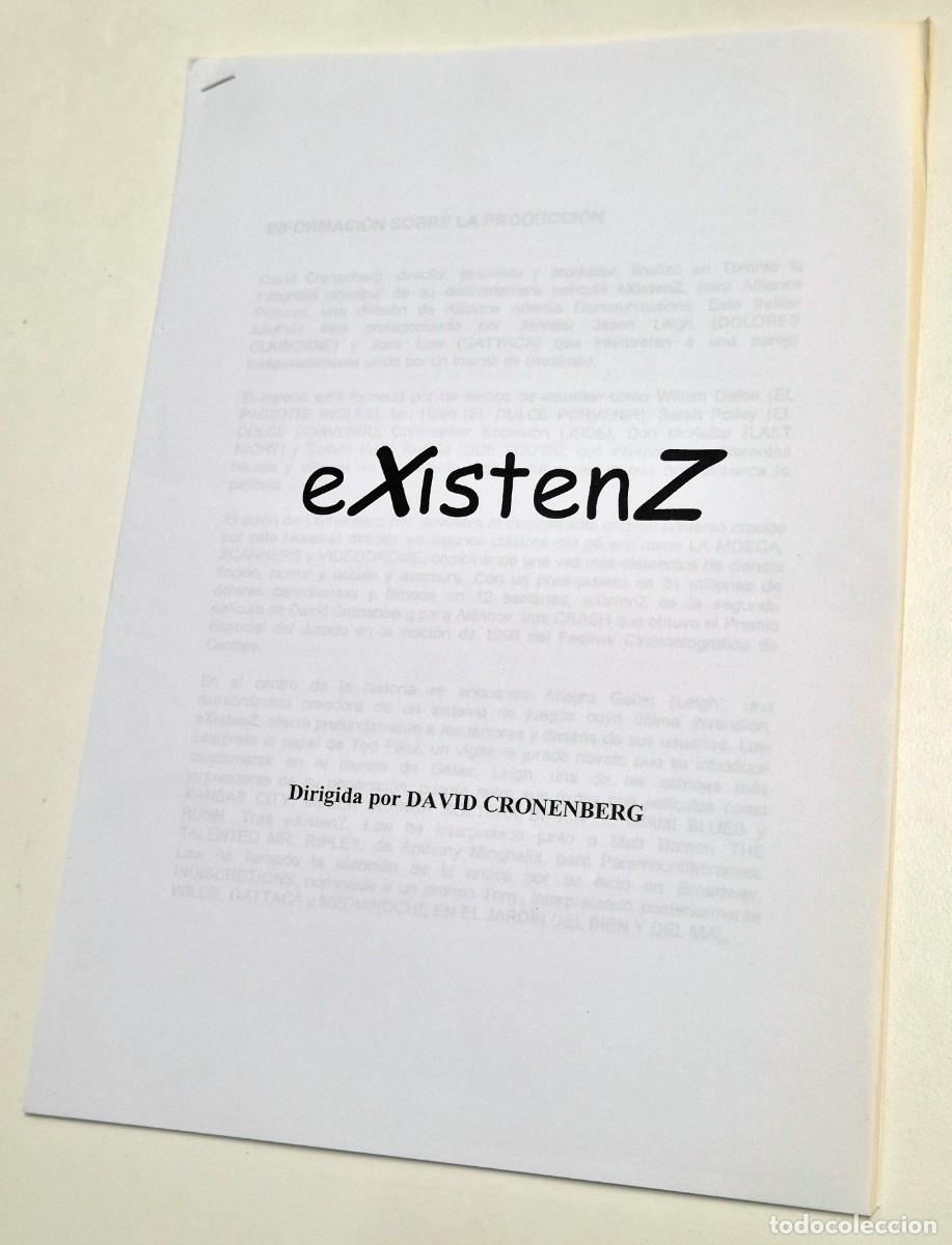 Cine: eXistenZ - David Cronenberg. Dossier promocional de prensa (1999)