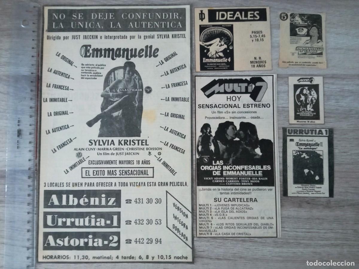 Cine: EMMANUELLE, RECORTES DE PERIODICO DE ANUNCIOS DE ESTA SERIE DE PEL&Iacute;CULAS EROTICAS