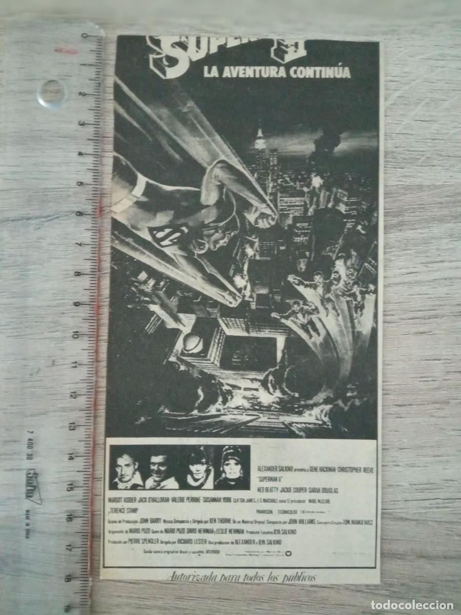 Cine: SUPERMAN II, RECORTE DE PERIODICO MAL RECORTADO
