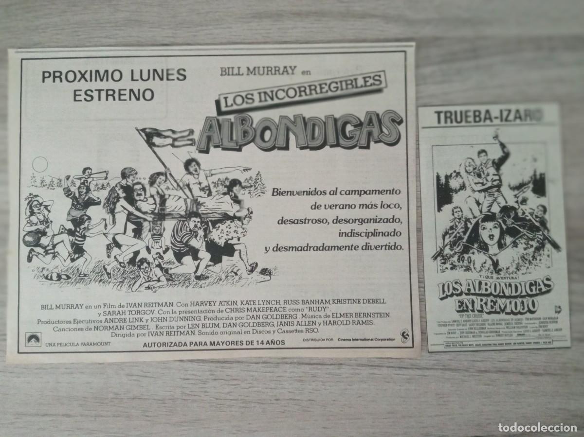Cine: LOS ALBONDIGAS, RECORTES DE PERIODICO DE ANUNCIOS DE ESTA SERIE DE PELICULAS