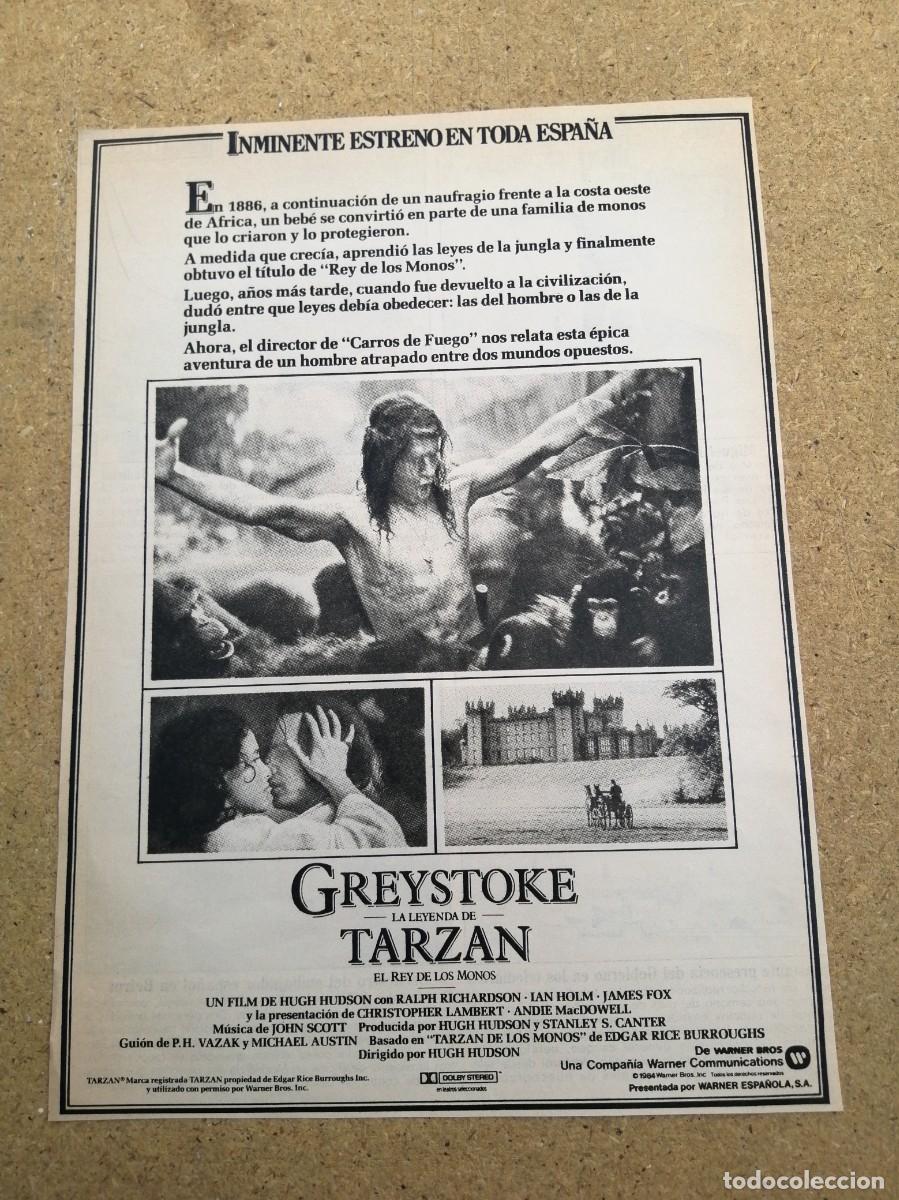 Cine: ANUNCIO CINE. GREYSTOKE, LA LEYENDA DE TARZAN EL REY DE LOS MONOS (CHRISTOPHER LAMBERT)