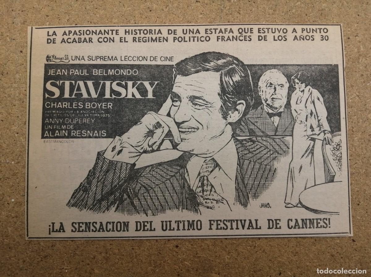 Cine: ANUNCIO CINE. STAVISKY (JEAN PAUL BELMONDO - CHARLES BOYER)