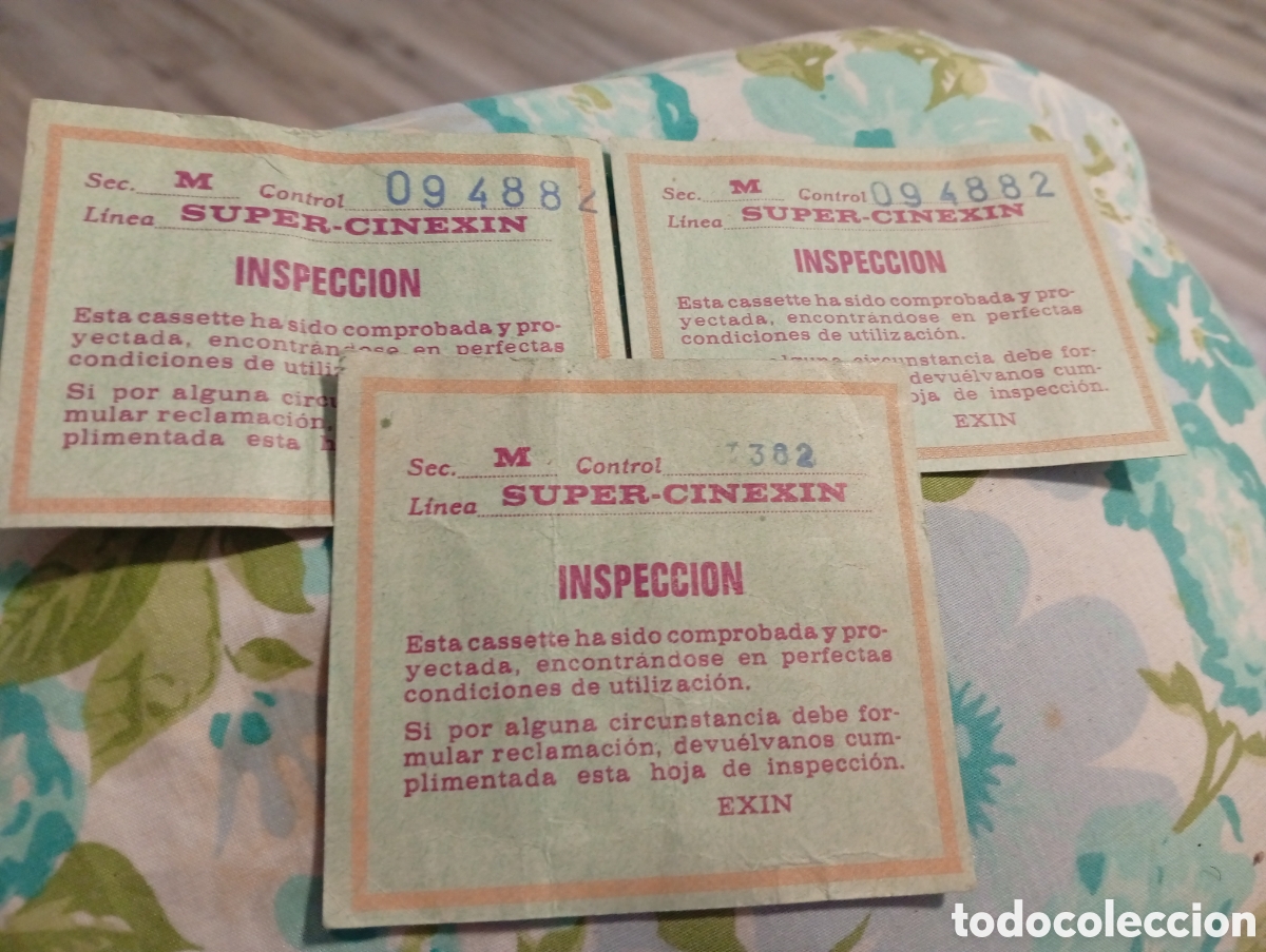 Cine: 3 tarjetas de inspecci&oacute;n cine EXIN y folleto buen estado