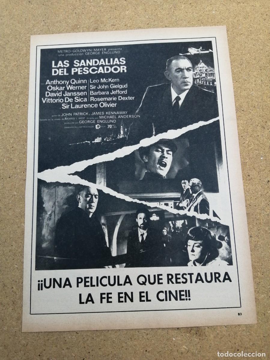 Cine: ANUNCIO CINE. LAS SANDALIAS DEL PESCADOR 8ANTHONY QUINN - LAURENCE OLIVIER - DAVID JANSSEN)