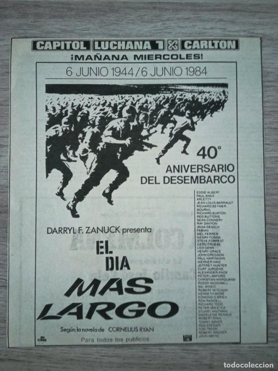 Cine: EL D&Iacute;A M&Aacute;S LARGO, JOHN WAYNE, SEAN CONNERY, RECORTE DE PERIDICO