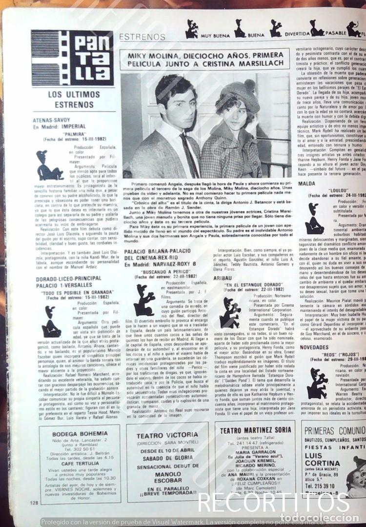 Cine: 1982 JOVNECISIMO MIKY MOLINA HIJO DE ANTONIO MOLINA CON CRISTINA MARSILLACH