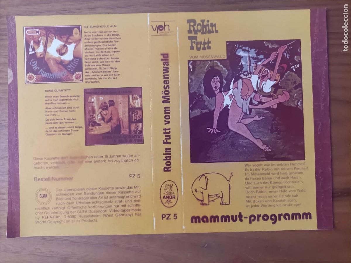Cine: CARATULA DE LA PEL&Iacute;CULA. PORNO ANIMADO ALEM&Aacute;N. ROBIN FUTT VOM MOSENWALD. 18 A.
