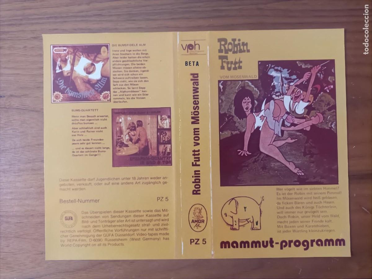 Cine: CARATULA DE LA PEL&Iacute;CULA. PORNO ANIMADO ALEM&Aacute;N. ROBIN FUTT VOM MOSENWALD. 18 A.