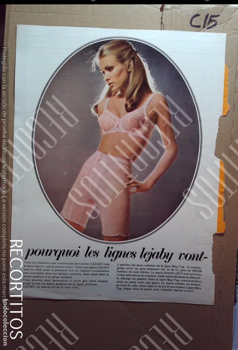 Cine: LEJABY LENCERIA SUJETADOR ANUNCIO PUBLICIDAD gran formato 26 x 36 cms