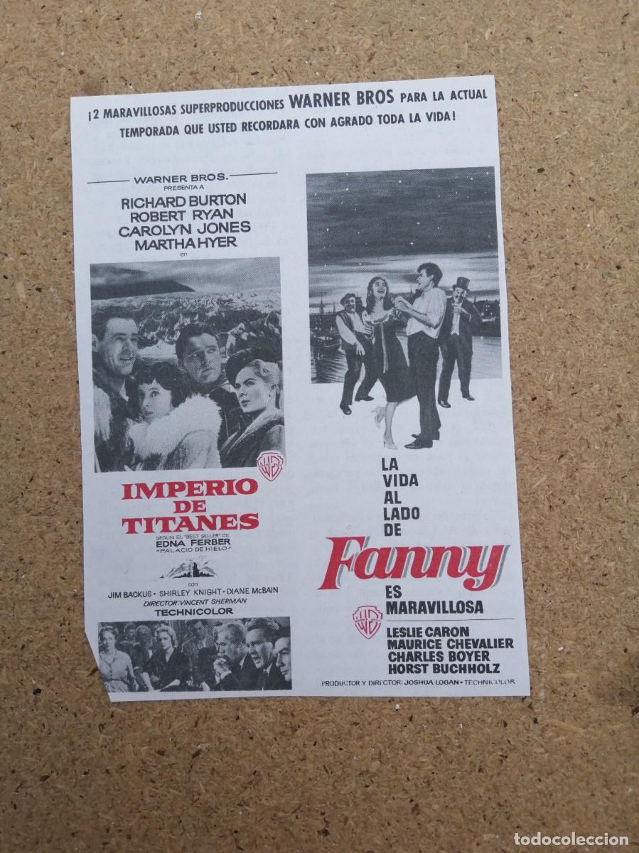 Cine: ANUNCIO CINE. IMPERIO DE TITANES (RICHARD BURTON) - FANNY (LESLIE CARON)