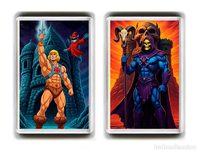 Cine: LOTE DOS IMANES ACRILICOS NEVERA - DIBUJOS ANIMADOS - HE-MAN Y SKELETOR