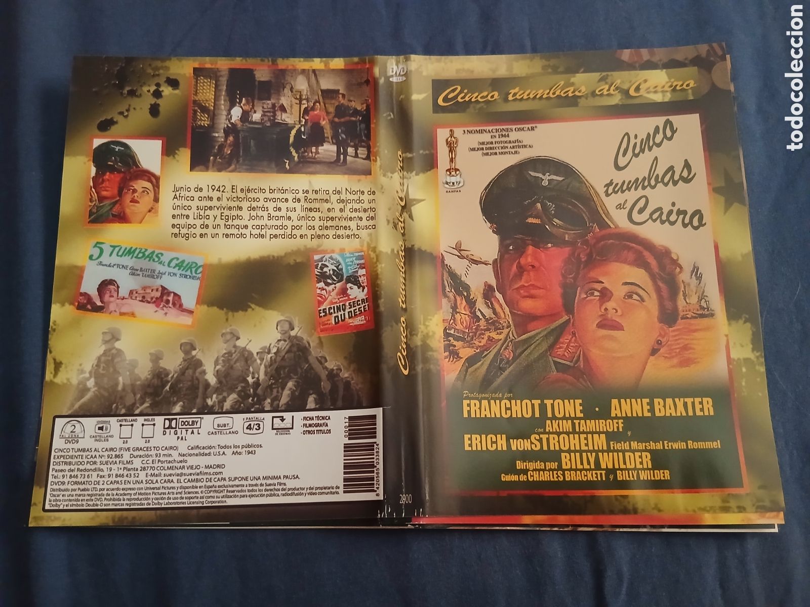 Cine: Car&aacute;tula pel&iacute;cula Dvd Cinco Tumbas al Cairo (Original) Slim