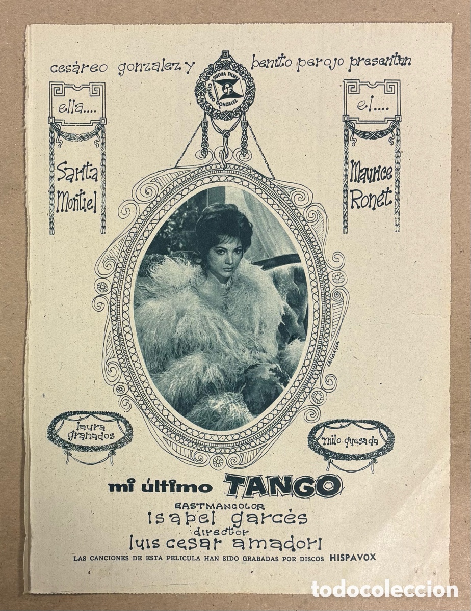 Cine: MI &Uacute;LTIMO TANGO (SARA MONTIEL). CARTEL PUBLICITARIO PERI&Oacute;DICO ABC DE 1960...