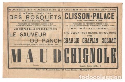 Cine: PROGRAMA DE CINE PAR&Iacute;S &ndash; CHARLIE CHAPLIN (CHARLOT) &ndash; DOUGLAS FAIRBANKS - 1919