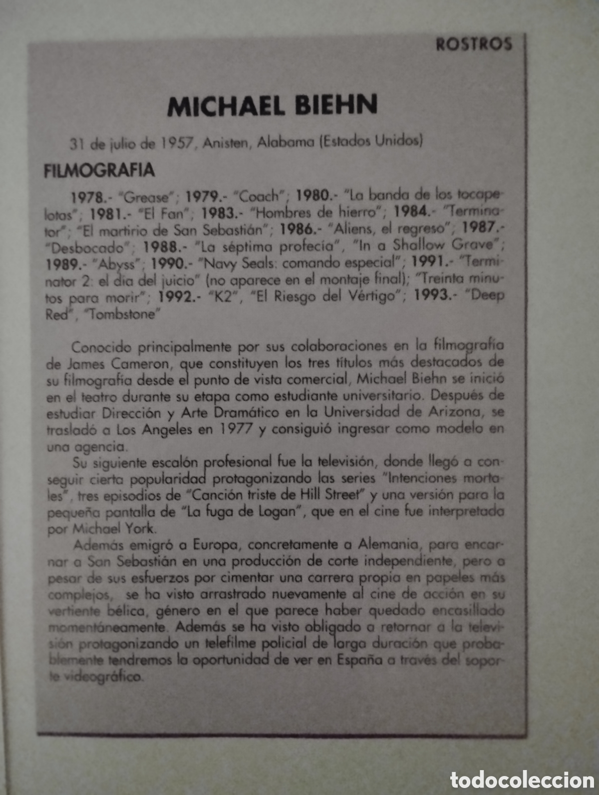 Cine: Minificha N93 Michael Biehn - actor. - Foto 2