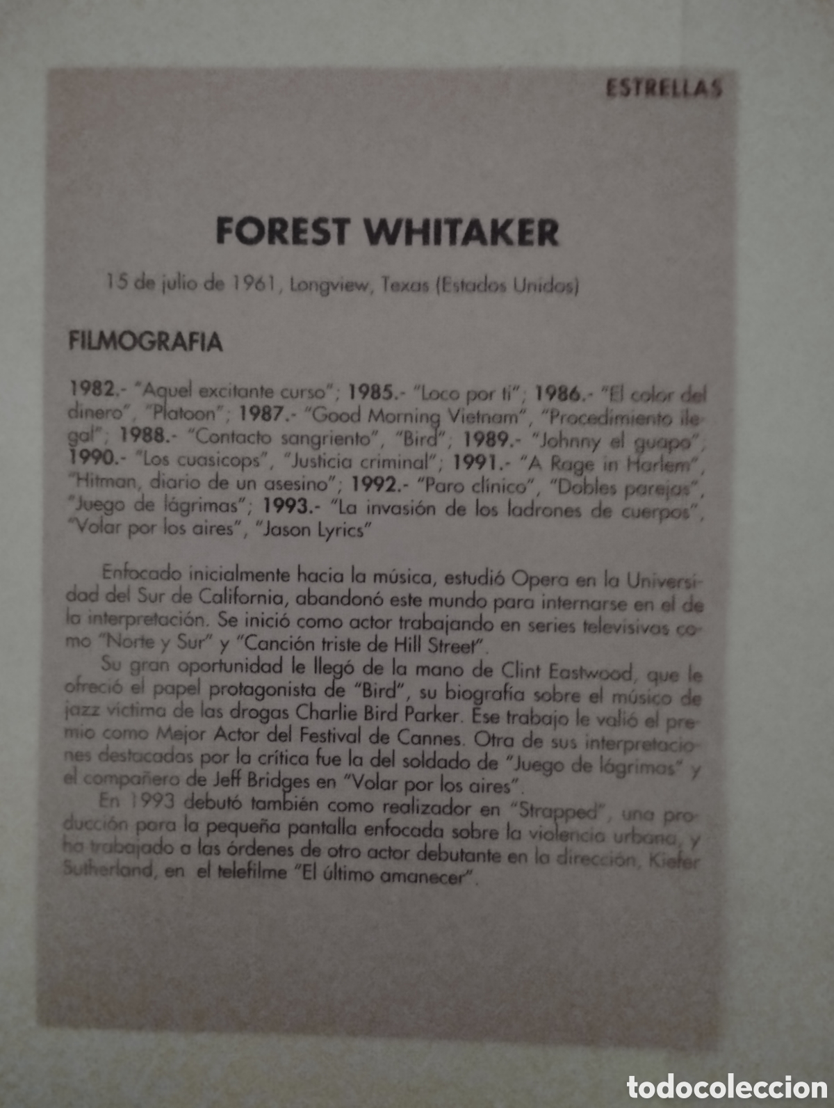 Cine: Minificha N87 Forest Whitaker - actor. - Foto 2