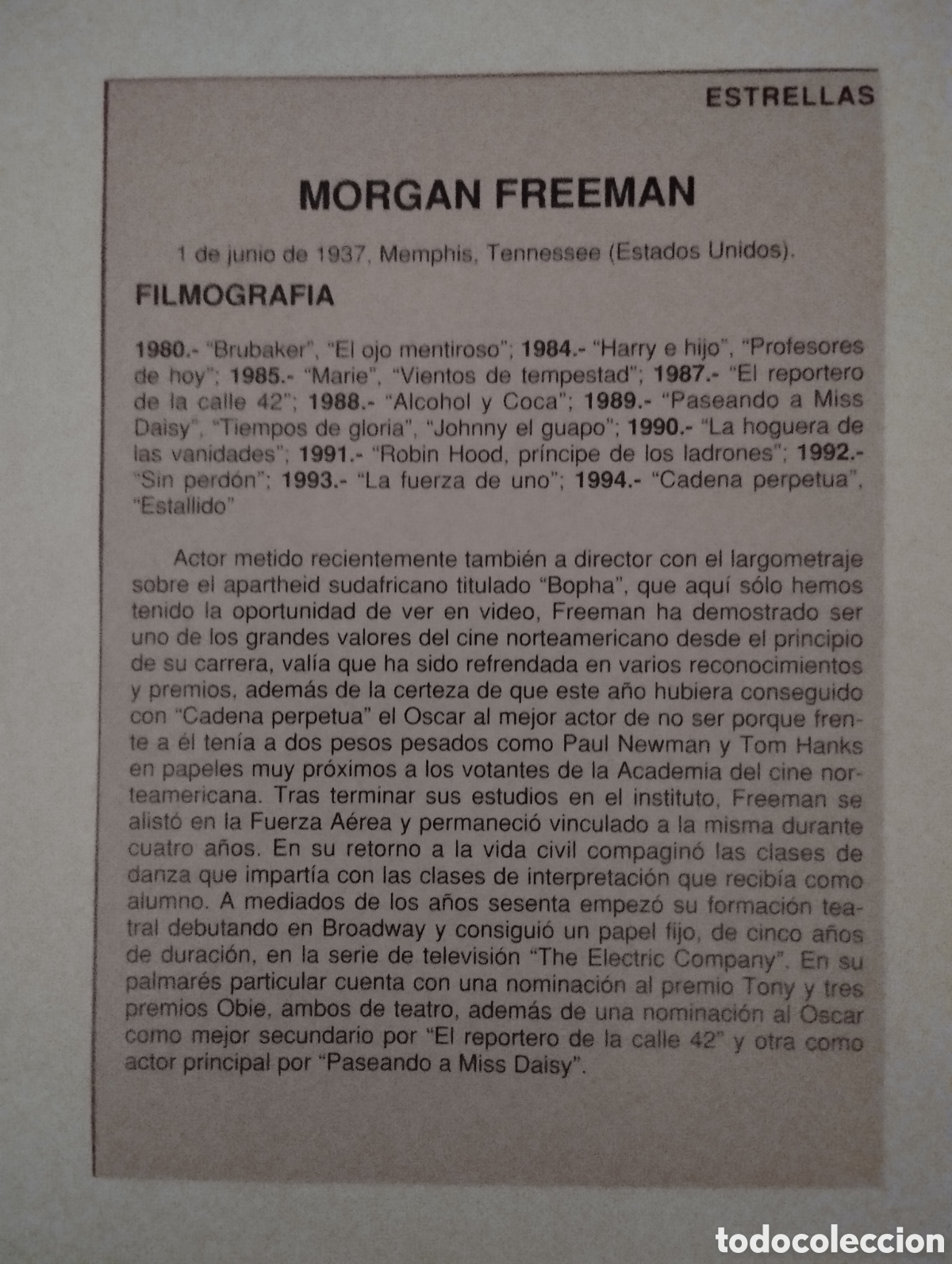 Cine: Minificha N76 Morgan Freeman - actor. - Foto 2