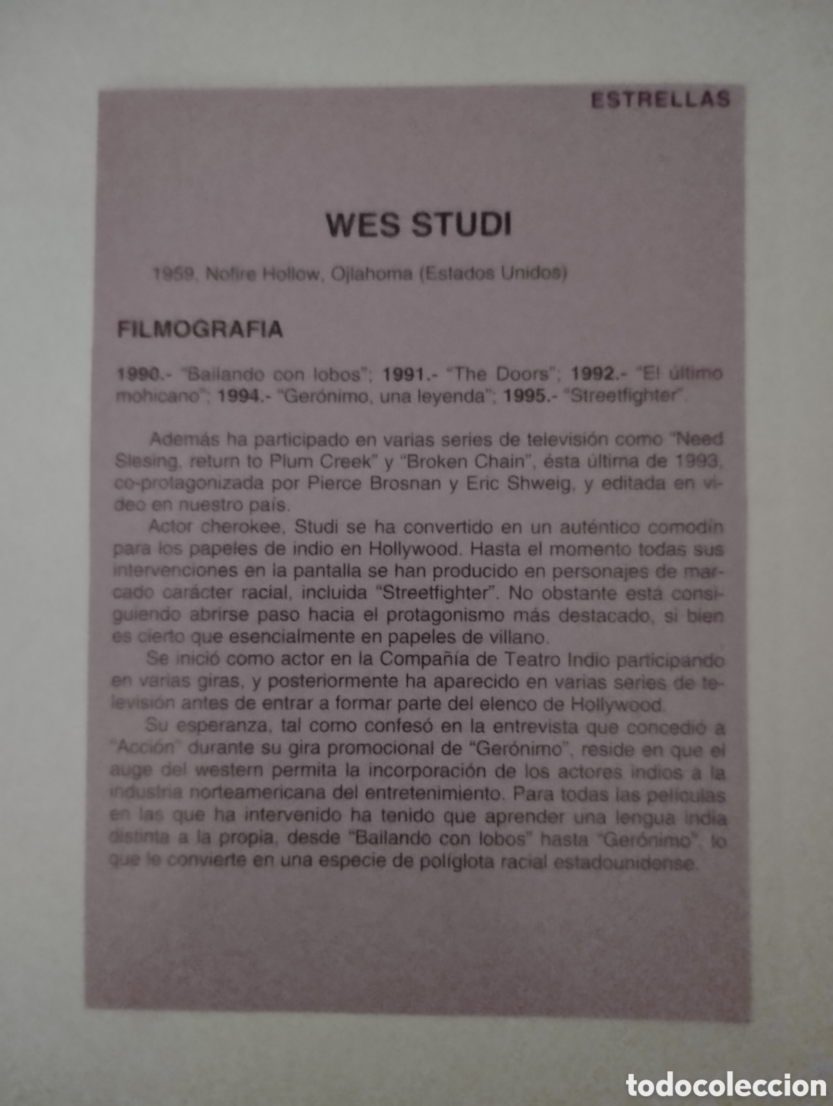 Cine: Minificha N64 Wes Studi - actor. - Foto 2