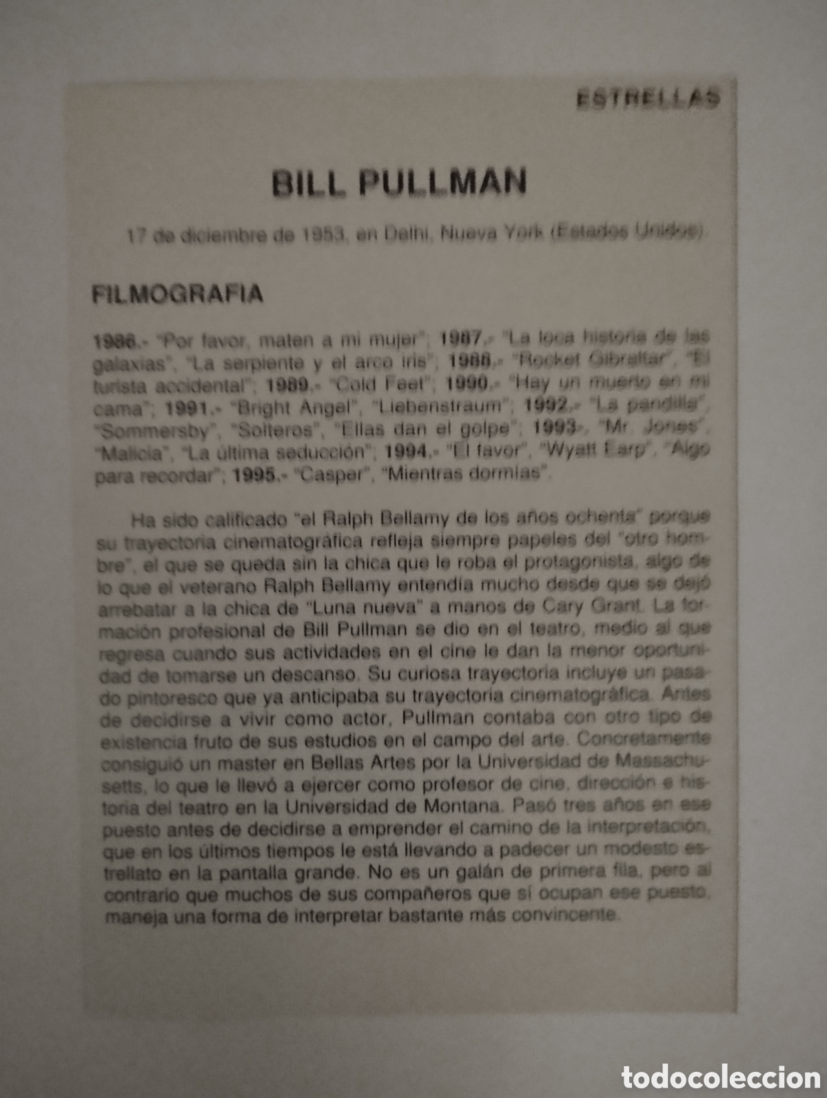 Cine: Minificha N60 Bill Pullman - actor. - Foto 2