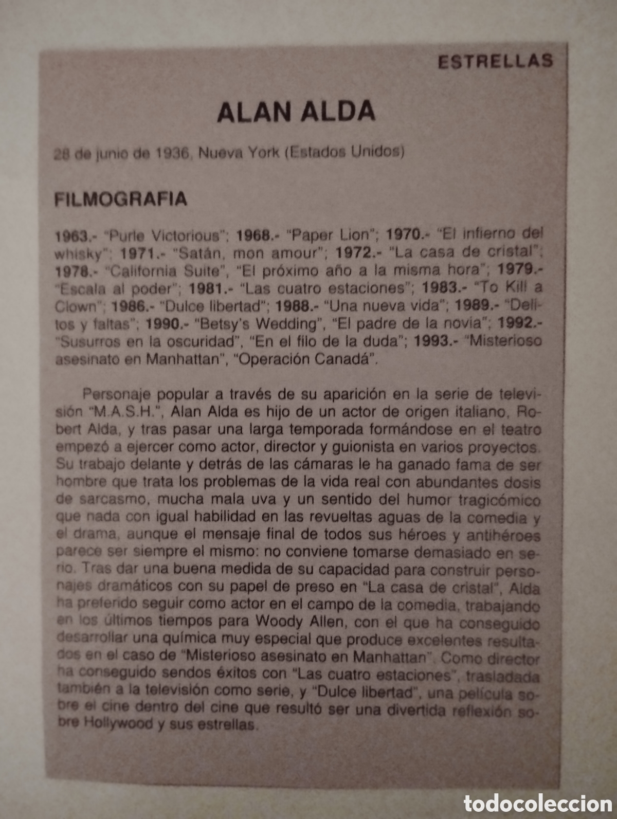 Cine: Minificha N51 Alan Alda - Actor. - Foto 2