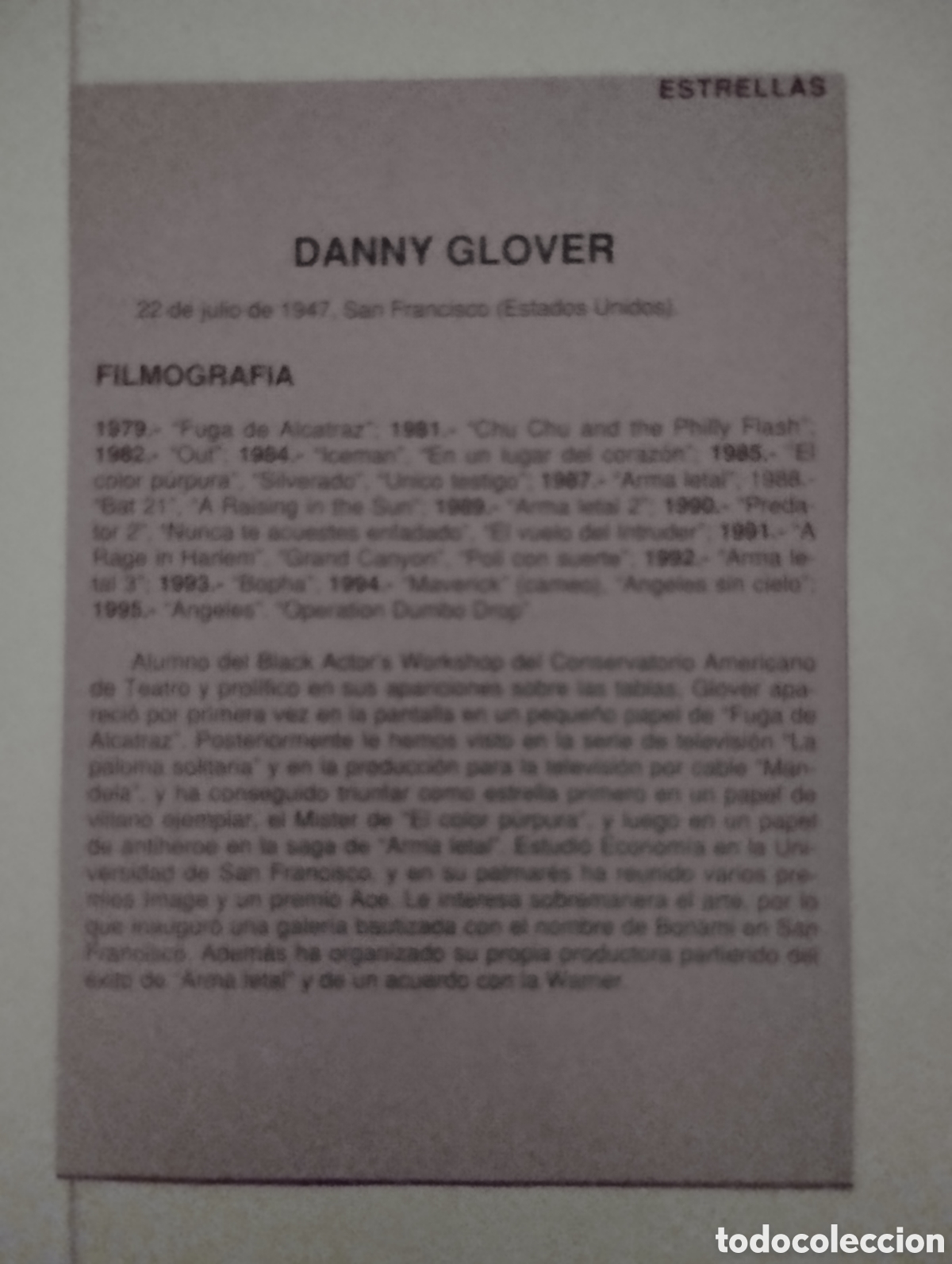 Cine: Minificha N48 Danny Glover - Actor. - Foto 2
