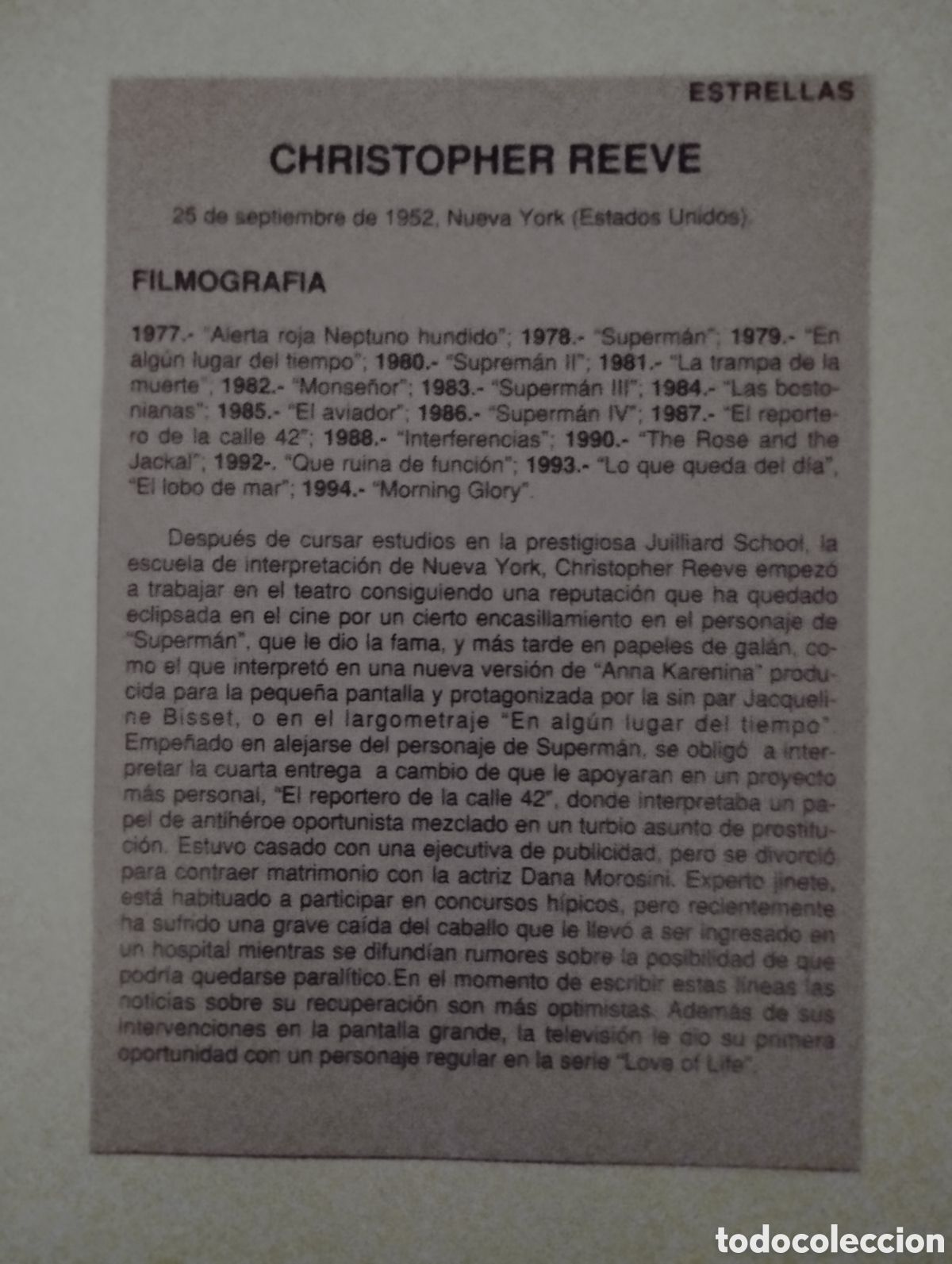 Cine: Minificha N46 Christopher Reeve - Actor. - Foto 2