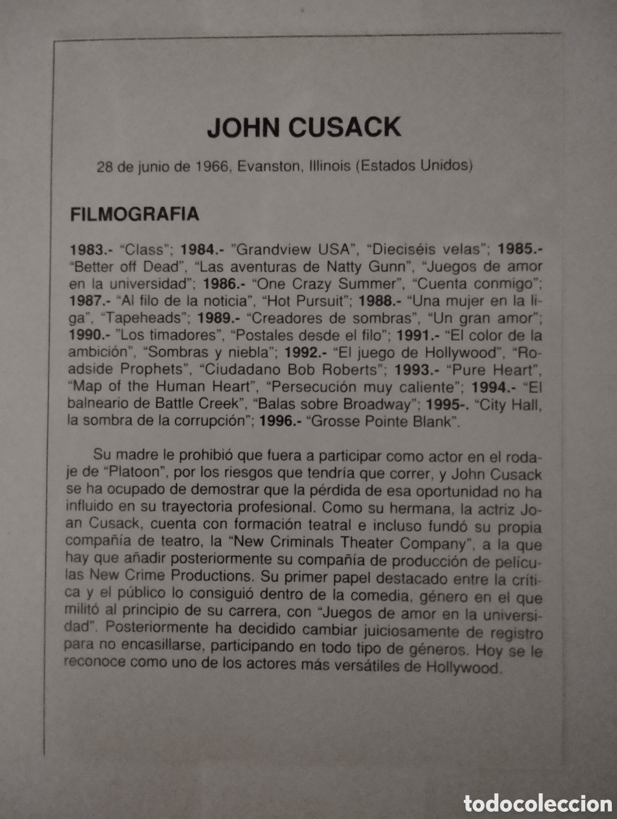 Cine: Minificha N32 John Cusack - Actor. - Foto 2
