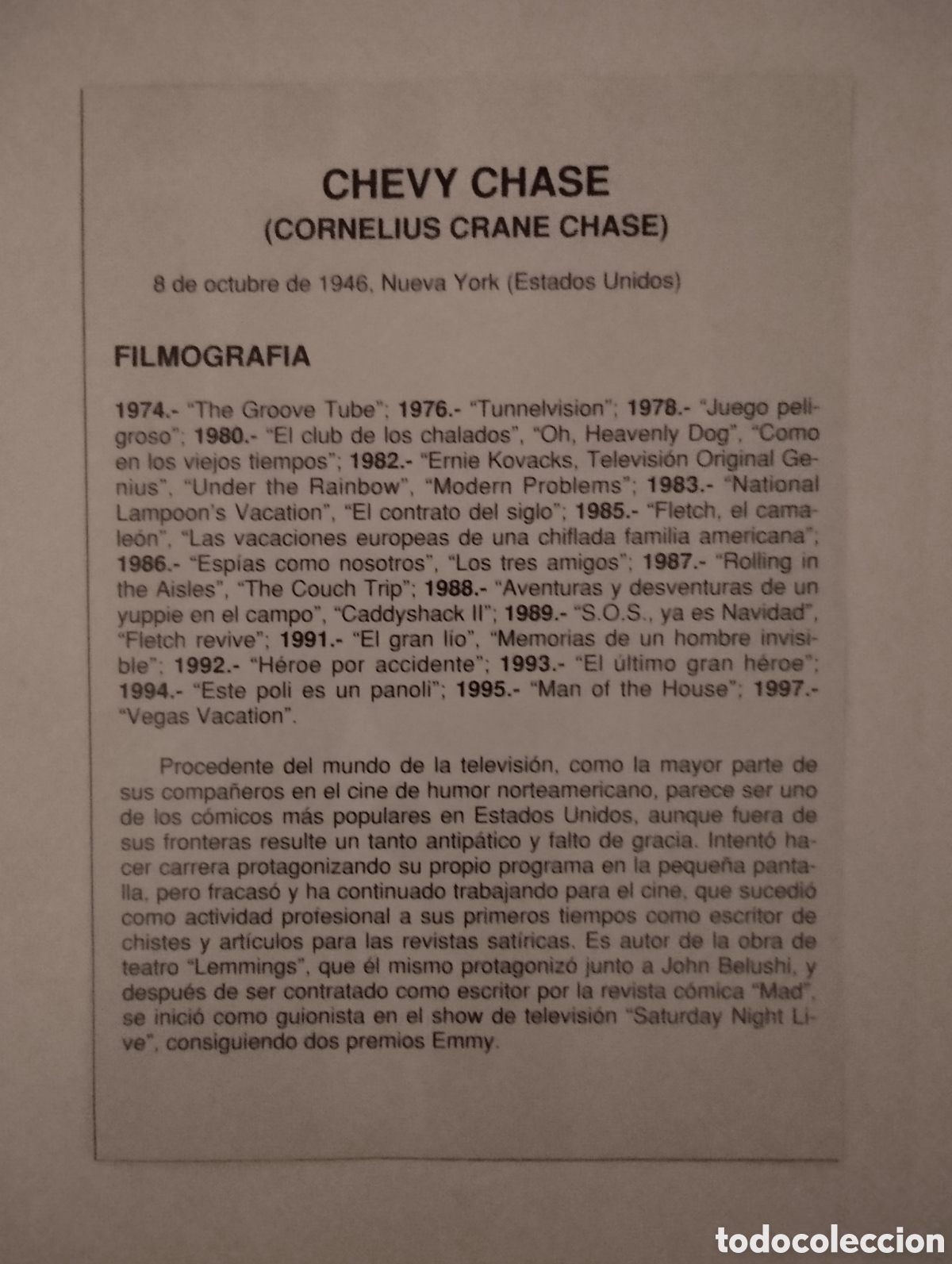 Cine: Minificha N14 Chevy Chase - Actor. - Foto 2