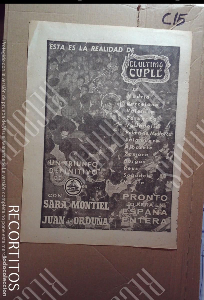 Cine: SARA MONTIEL ESTRENO DEL ULTIMO CUPLE EN PRENSA
