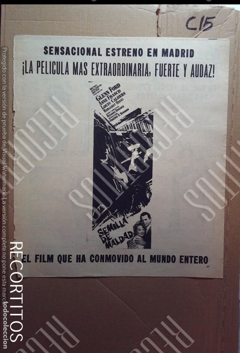 Cine: SEMILLA DE MALDAD GLENN FORD ANNE FRANCIS ANITA LINDBLOM