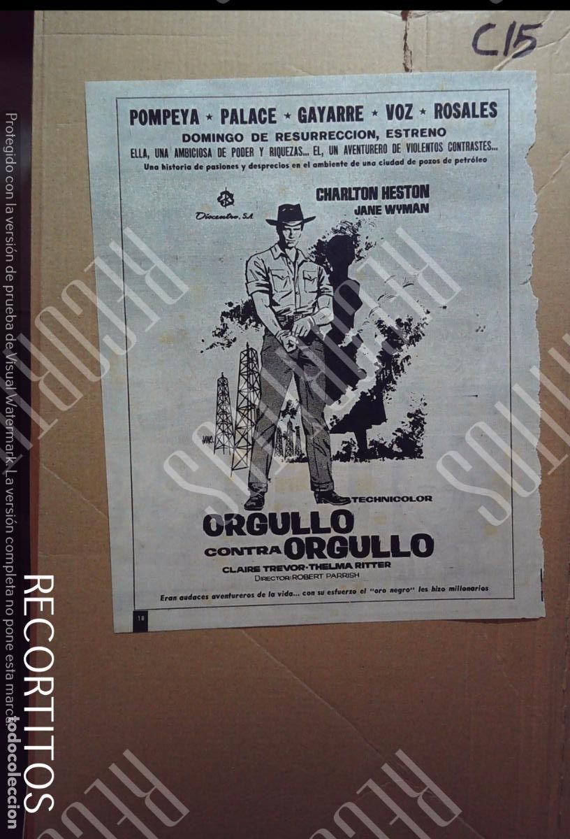 Cine: ORGULLO CONTRA ORGULLO CHARLTON HESTON JANE WYMAN