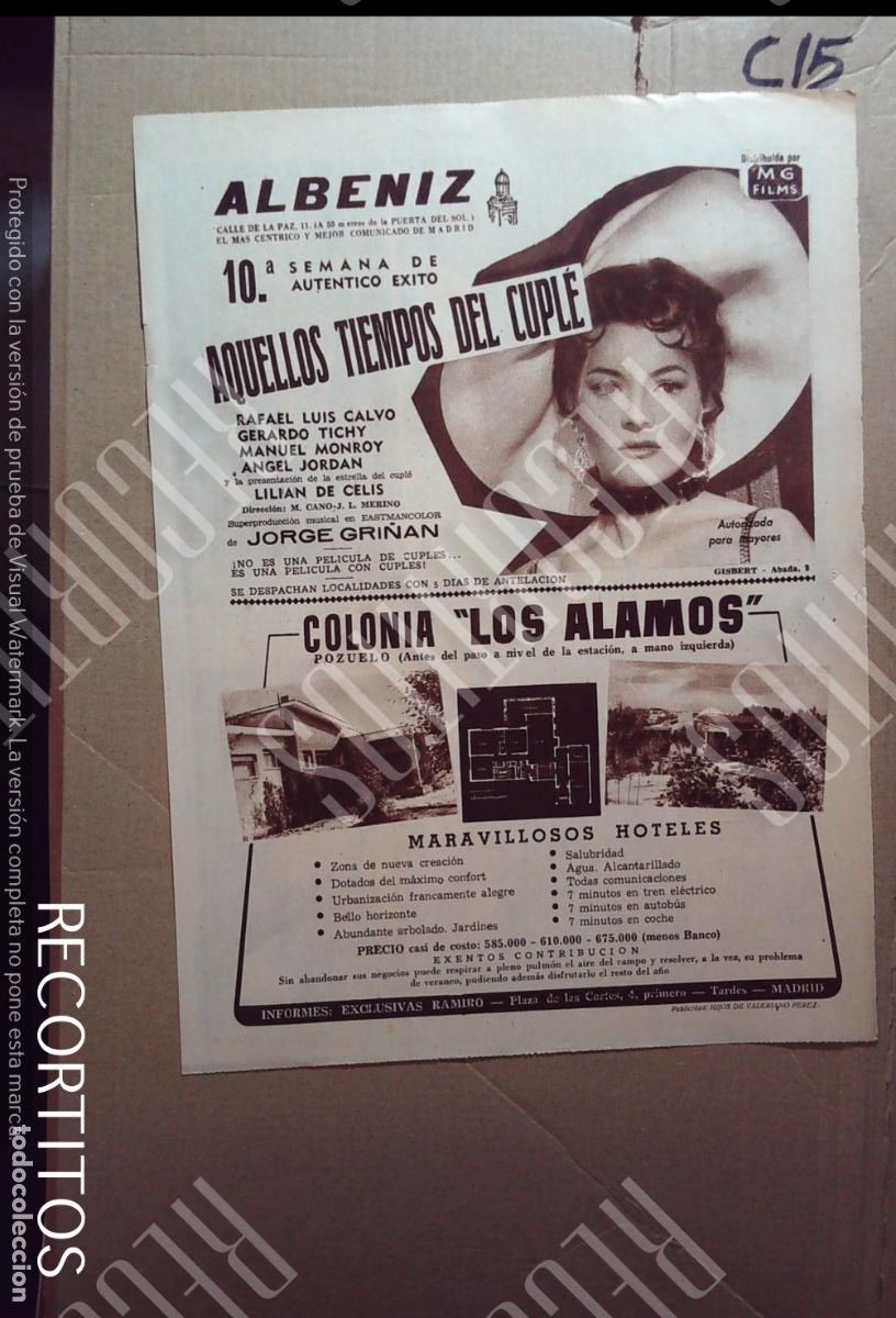 Cine: AQUELLOS TIEMPOS DEL CUPLE LILIAN DE CELIS COLONIA LOS ALAMOS POZUELO DE ALARCON